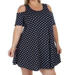 lexington avenue plus polka dot cold shoulder Dress navy